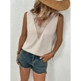 thumbnail image 4 of SEARIPE Women V Neck Cami Tank Top Sleeveless Guipure Lace Panel Casual Blouse Apricot XL, 4 of 5
