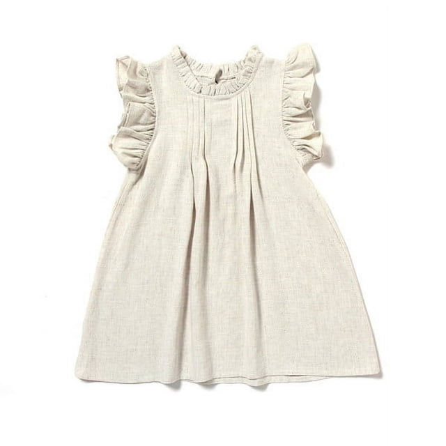 Robes de Princesse Unies pour Tout-Petites Filles, Douces, à Volants, Col Ras du Cou, Sans Manches, Robe d'Été, Vêtements Décontractés
