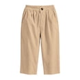 thumbnail image 6 of VBVC Women's Cotton Linen Elastic Waist Capri Pants , Summer Wide Leg Cropped Pants For Women,Ladies' Lightweight Trousers with Pockets,Khaki,S-3XL, 6 of 8