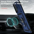 thumbnail image 6 of Heavy Duty Armor Case for Samsung Galaxy A73 5G, Rugged PC Soft TPU Military Grade Shockproof Metal Magnetic Car Mount Shockproof Cover with Camera Lens Sliding Ring Holder Bracket Case,Blue, 6 of 8