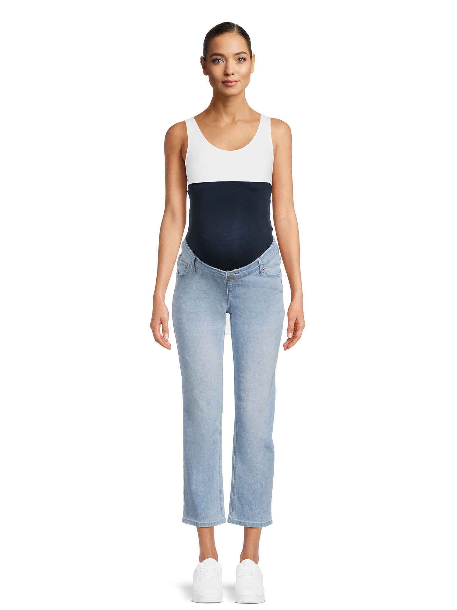 Time and Tru Women's Maternity Straight Jeans with Belly Band