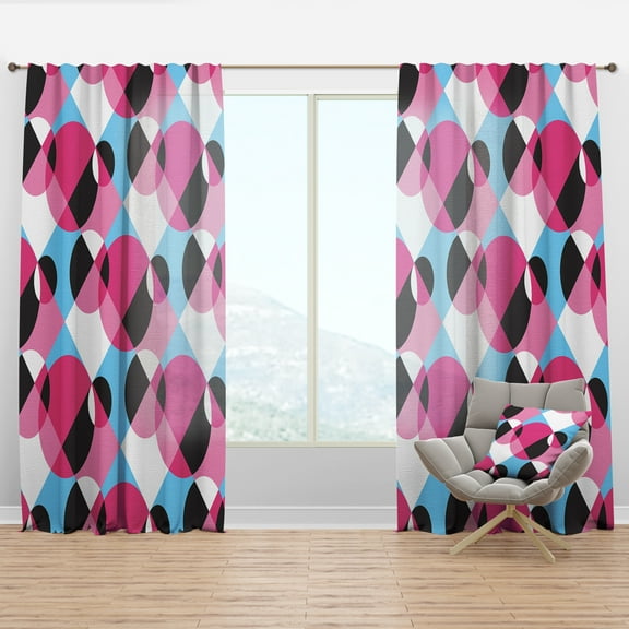 Designart 'Abstract Geometric Retro Pattern I' Mid-Century Modern Curtain Panel