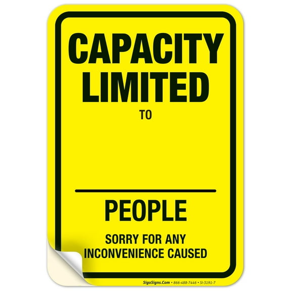 Capacity Limited Social Distancing Sign, 10x7 Vinyl Sticker