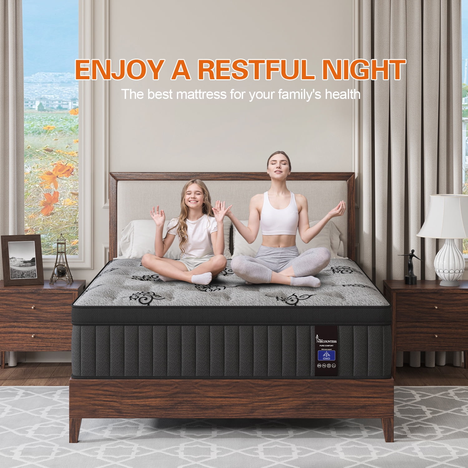 King Mattress Viscountess 14" Hybrid Mattress in a Box with Gel Memory Foam King Bed Euro Top Medium Firm Adult