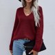 thumbnail image 1 of Puntoco Suéter Moda Mujer Manga Larga Cuello En V Suelto Jersey Tops Blusa Suéter De Punto Liquidación De Navidad Puntoco Puntoco-2919, 1 of 5