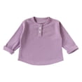 thumbnail image 4 of QIbmong Ribbed Knit Tops for Infants Toddler Girls Boys Crew Neck Cuffed Long Sleeve Kids Casual Fall Winter Loungewear Going out School Shirts(18-24 Months,Purple), 4 of 9