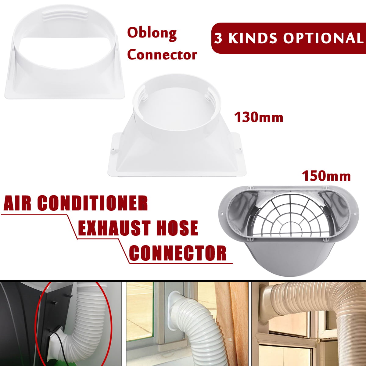 Exhaust Hose Window Adaptor For Portable Air Conditioner Tube Flat Connector T1 