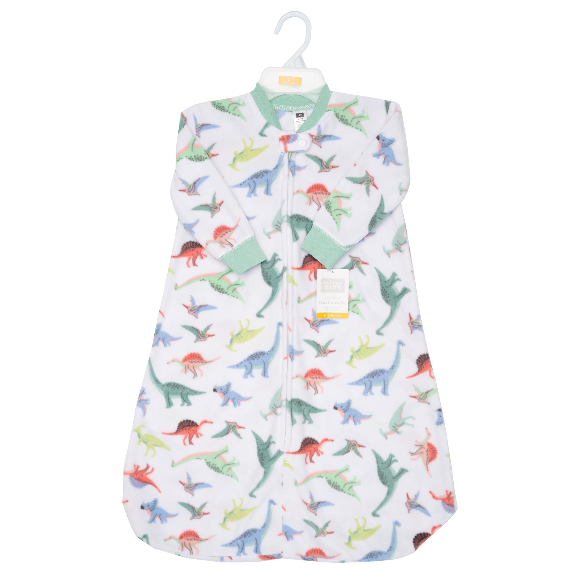 Hudson Baby Infant Boys Long-Sleeve Fleece Sleeping Bag, Cheerful Dino Friends, 0-6 Months