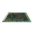 thumbnail image 2 of Ahgly Company Machine Washable Indoor Rectangle Persian Turquoise Blue Traditional Area Rugs, 3' x 5', 2 of 4