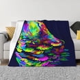 thumbnail image 1 of Fotbe Howling Wolf Manta de Franela con Estampado, Manta Ultrasuave para Cama, Sofá, Auto, Hipoalergénica y Antibolitas-80"x60", 1 of 6