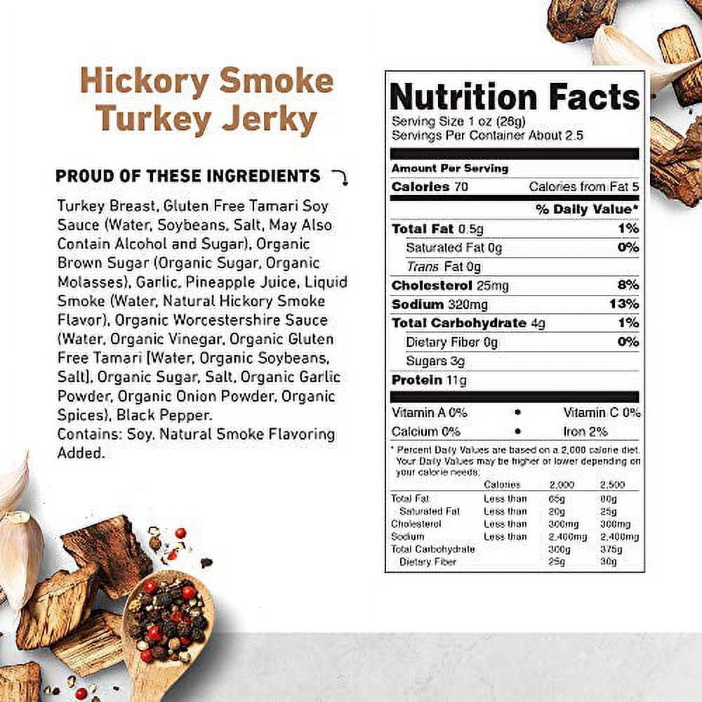 Country Archer 100% Natural Turkey Jerky, Gluten Free, Hickory Smoke, 2.5 oz (Pack of 4)