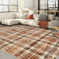 thumbnail image 2 of Hasoo Washable 6' x 9' Area Rug for Living Room Modern Geometric Grid Non-Slip Soft Indoor Floor Carpet, Orange Brown, 2 of 5