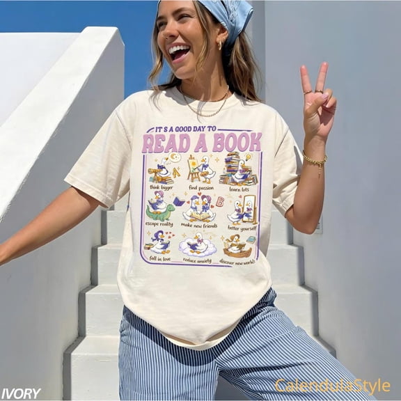 It's A Good Day To Read A Book Tshirt, Teacher Reading Shirt, Book Lover Goose Shirt, Literacy Teacher Tee, Silly Goose Teacher Tshirt