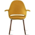 thumbnail image 3 of 2xhome Mid Century Modern Upholstered Fabric Organic Accent Living Room Dining Arm Chair with Natural Wooden Legs, Set of 1, 1 piece, Mustard Yellow, 3 of 6