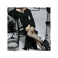 thumbnail image 3 of Cenuakty Women Long Bodycon Dress Dark Style Gothic Solid Color Cutout Long Bat Sleeve Dress High Slit Fall Party Dress, 3 of 9