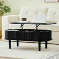 thumbnail image 6 of PHOYAL Wood Lift Top Coffee Table with Storage, Fluted Oval Coffee Table with Hidden Compartments for Living Room, Black, 6 of 8