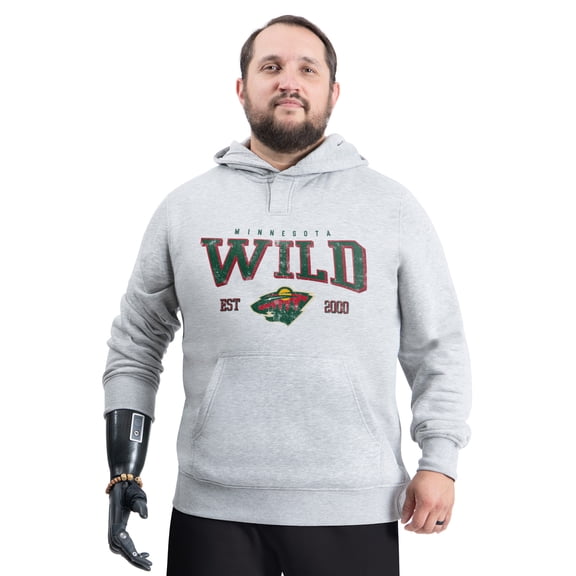 Men's G-III Sports by Carl Banks Gray Minnesota Wild Adaptive Classic Team Spirit Fleece Hoodie