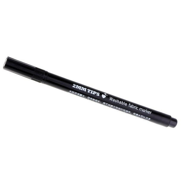 Marcador de tela con punta de 2 mm, lavable, para marcar colores, para proyectos de bricolaje Negro