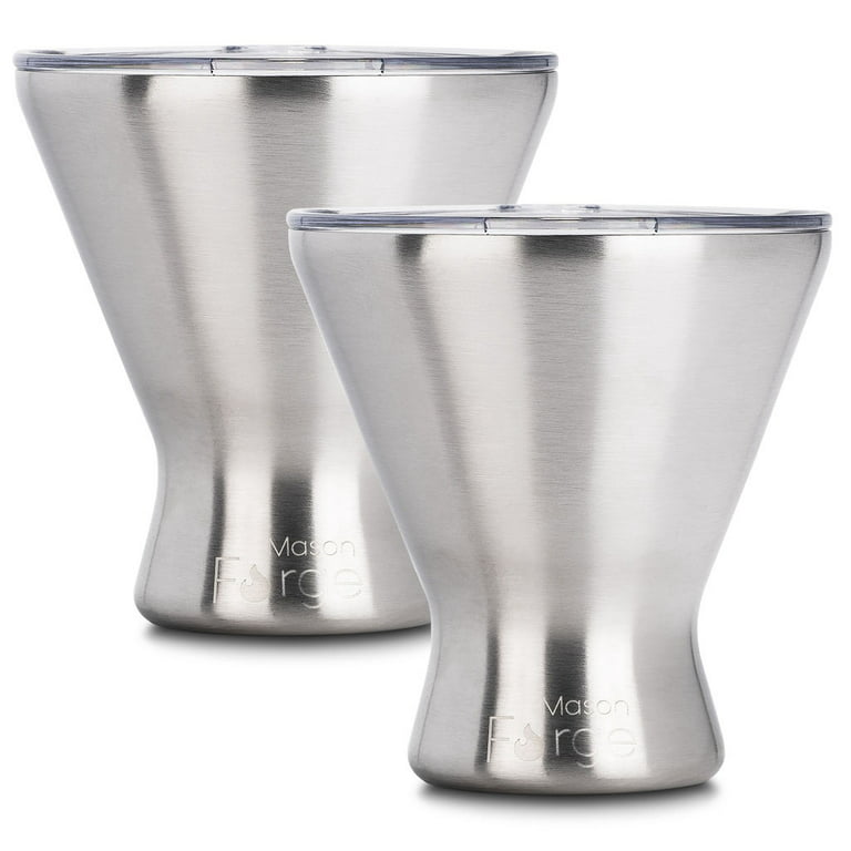 Mason Forge | Set of 2 Stainless Steel 12oz Martini Margarita Tumbler |  Sweat & Condensation Free | Double Wall Insulated Technology for COLD