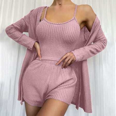 

IWRUHZY Plus Size Sexy Lingerie Women Plus 3pack Knit Lounge Set Bathrobe Sleepwear Pajamas Underwear Set