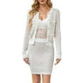 thumbnail image 3 of Womens 2 Piece Preppy Cardigan Skirt Outfits Casual Long Sleeve Button Down Knit Top Bodycon Skirt Set White M, 3 of 9