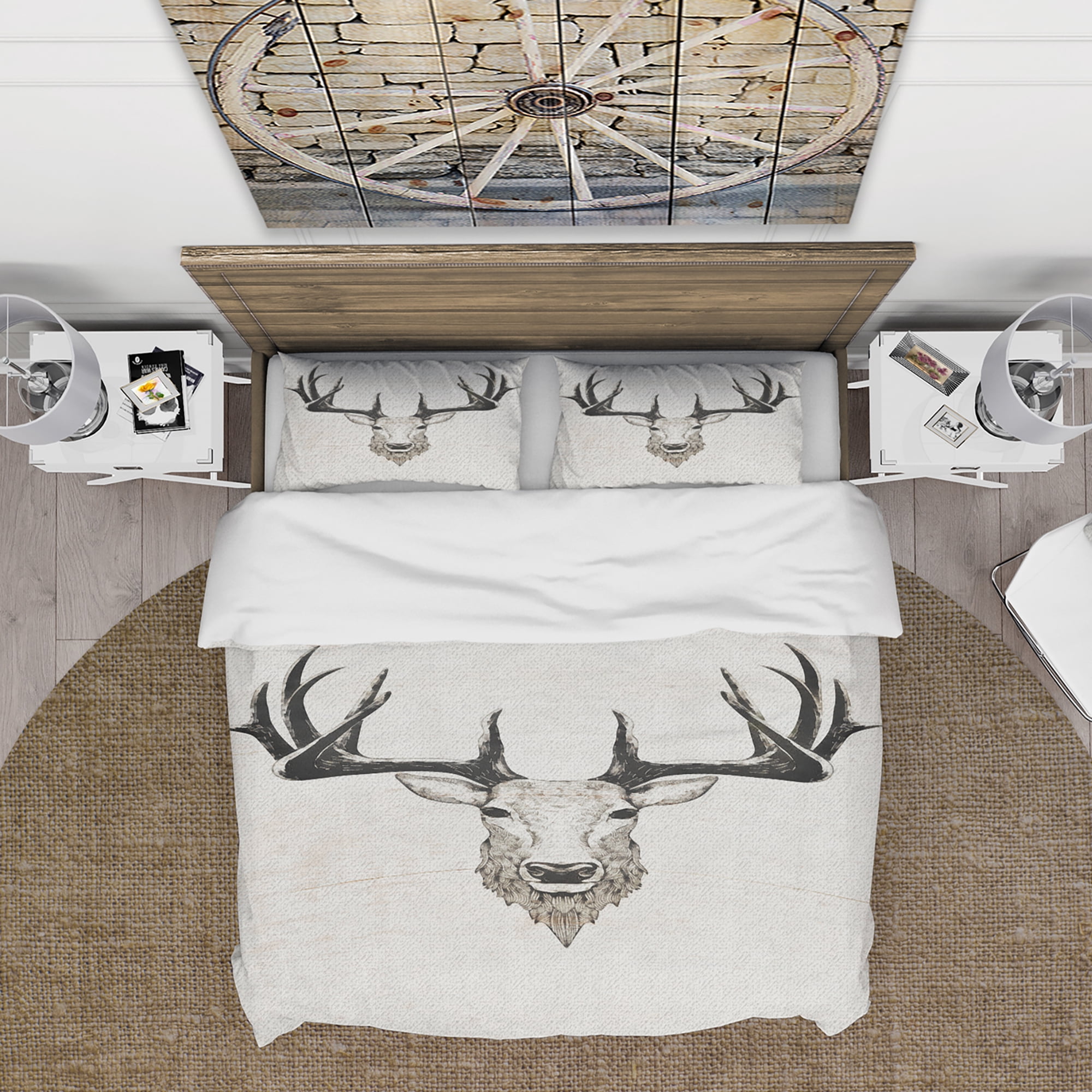 Designart 'Deer Wild and Beautiful VII' Farmhouse Duvet Cover Set
