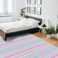 thumbnail image 6 of Striped Area Rug 2'7''x5' Aqua Blue Pink Stripe Colorful Texture Washable Area Rugs Non Shedding Floor Carpet Rubber Backing Non-Slip Indoor Mats for Living Room Bedroom Kitchen, 6 of 8