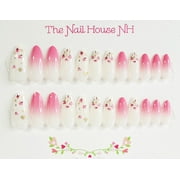 Pink Primrose Ombre Glossy Almond Press-on Nails by The Nail House NH - 24 Pieces