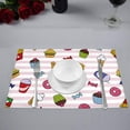 thumbnail image 2 of MKHERT Funny Fast Food On Stripes Franch Fries Ice Cream Cake Donut and Hamburger Placemats Table Mats for Dining Room Kitchen Table Decoration 12x18 inch,Set of 4, 2 of 4