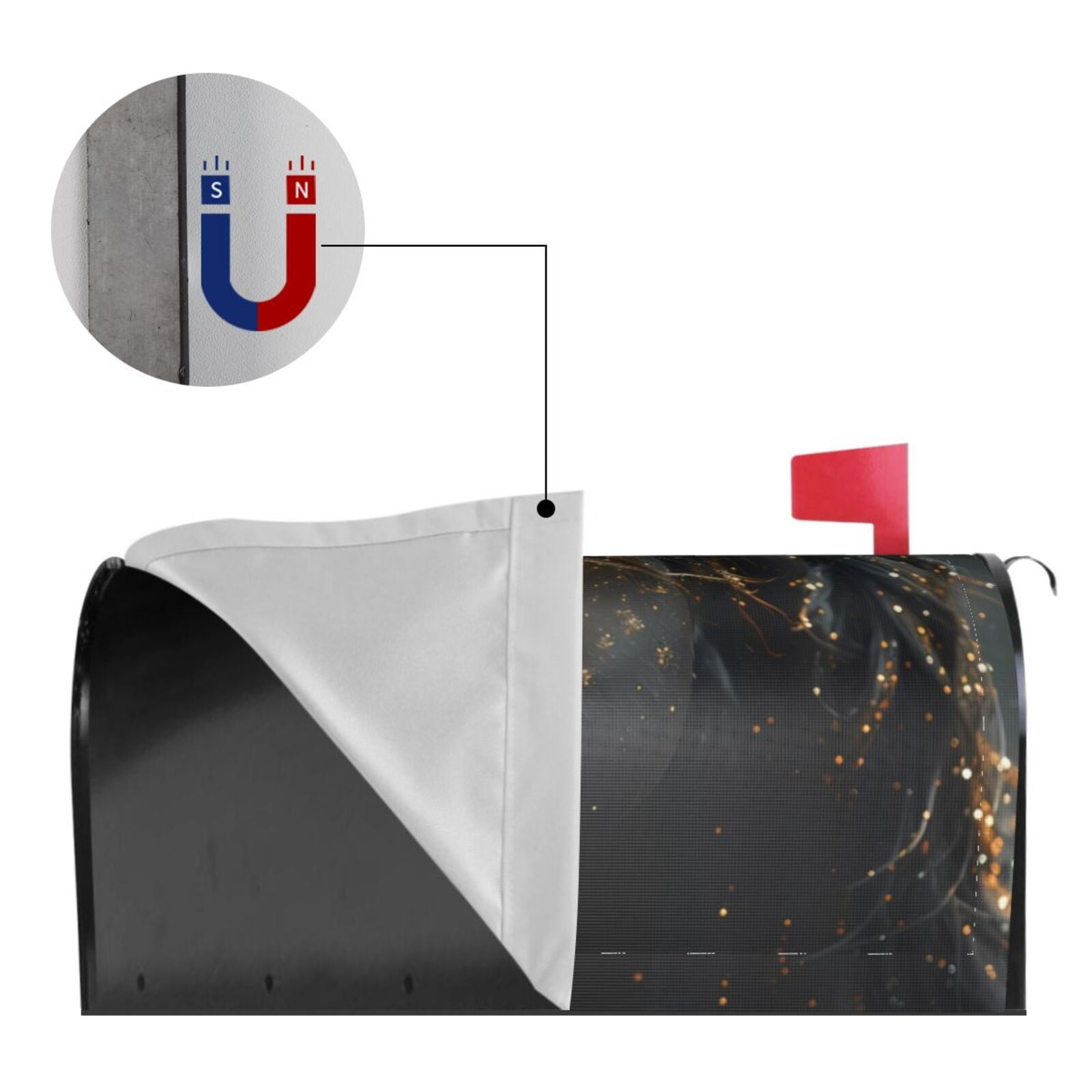 Vsdgher Black And Gold White Horse Mailbox Cover Magnetic Mailbox Wraps Post Letter Box Cover for Garden Yard Home Decor 2 Sizes-21x18 in