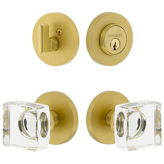 Viaggio Cloqdc_Combo_234 Circolo Solid Brass Single Cylinder Keyed Entry Door Knob Set And