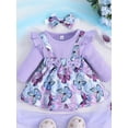thumbnail image 2 of Cenuakty Infant Girl Romper Dress Butterfly Print Rib Knit Long Sleeve Skirt Hem Jumpsuits Newborn Clothes Baby Bodysuits with Headband, 2 of 9