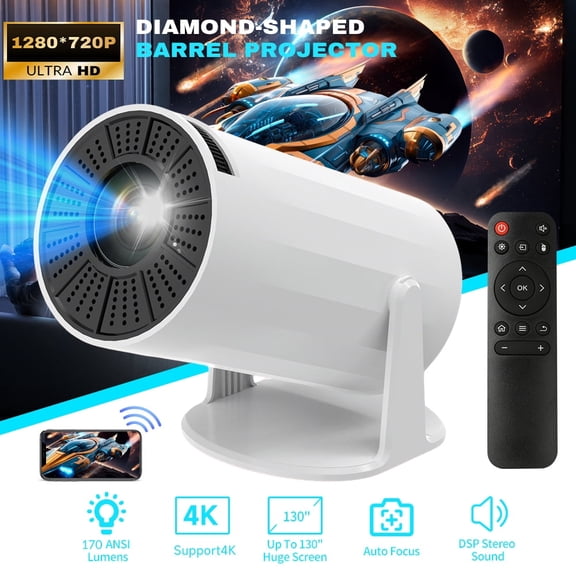 Kepeak Mini Projector 1080P Support with Wifi 6 and BT 5.4, 170 ansi Lumens, Auto Keystone Correction, Portable Home Theater Projector for Outdoor Movies, White