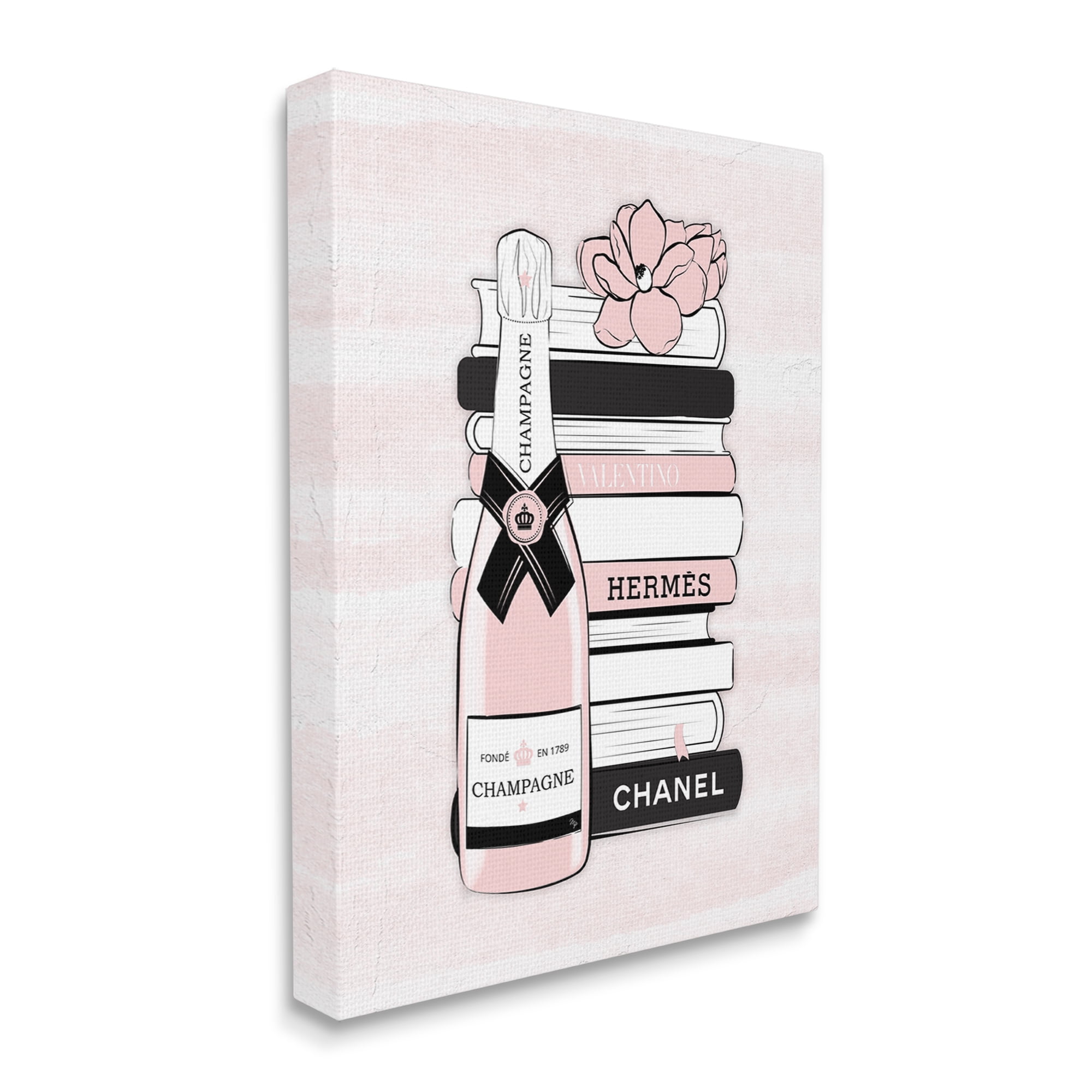 Stupell Industries Fancy Champagne Crown Bottle Luxury Fashion Flower Bookcase ,36 x 48, Design by Martina Pavlova