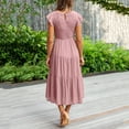 thumbnail image 6 of IDALL Summer Dresses,Petite Dresses Women Summer Casual Midi Maxi Dress Boho Sleeveless Smocked A-Line Long Dress Elegant Dresses,Modest Dresses,Womens Dresses Pink Dress S, 6 of 8
