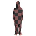 thumbnail image 3 of Black Brown Checked Pattern One Piece Pajamas Soft Jumpsuit Cozy Sleep and Play Romper Zipper and Pockets 7-8T, 3 of 8