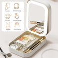 thumbnail image 3 of Bolsa de maquillaje con espejo LED, bolsa de maquillaje de viaje con espejo, organizador de cosméticos portátil, caja de almacenamiento de maquillaje con 3 niveles de brillo ajustables para mujeres, 3 of 5