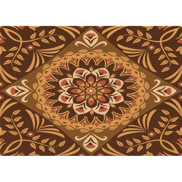 Ahgly Company Tapis Rectangulaire Orange Lavable en Machine, 5 Pieds x 7 Pieds