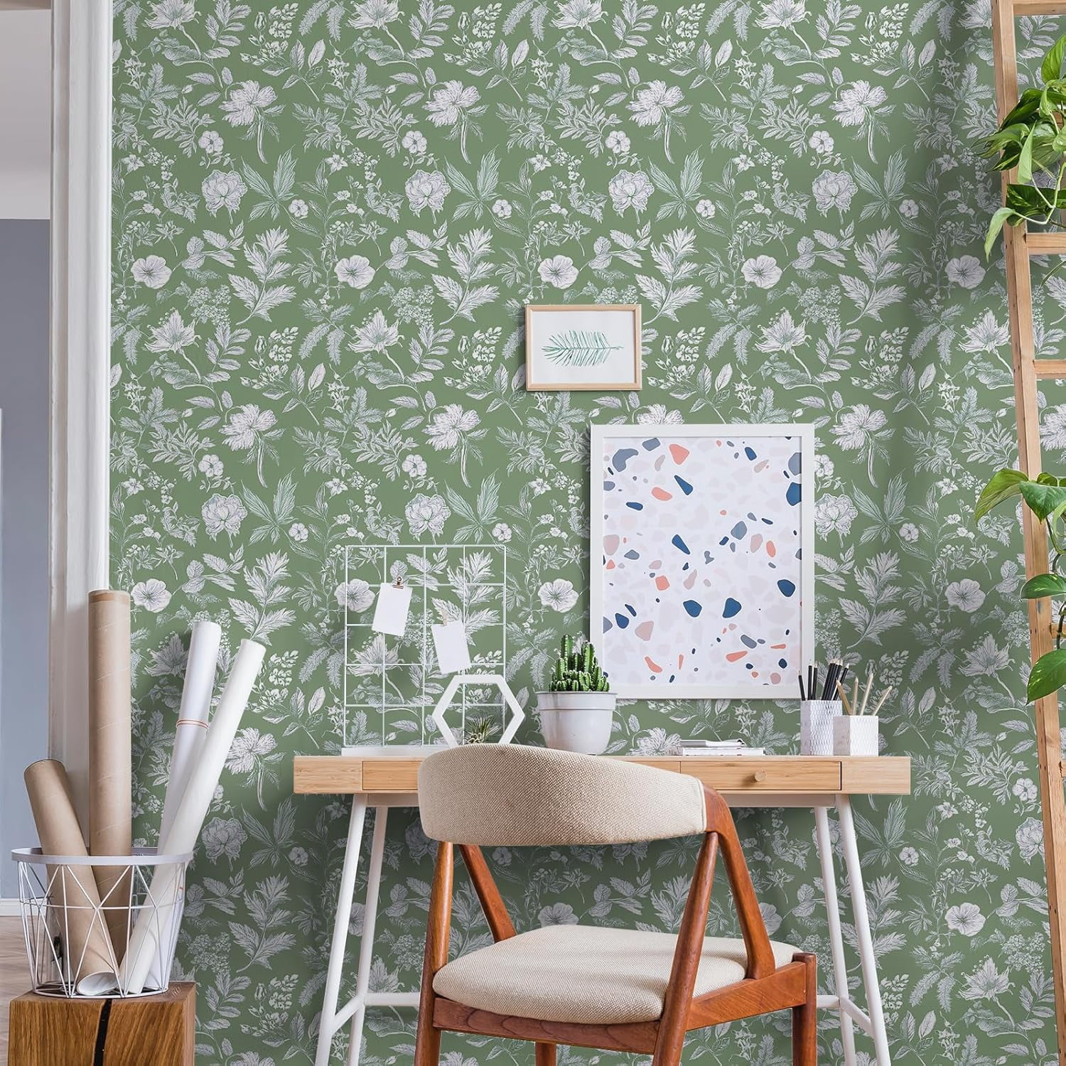 DAZLUTE Floral Wallpaper Peel and Stick,Self Adhesive Removable Wallpaper for Home Bedroom Cabinets Decorative Thicken 17.32" x 394"