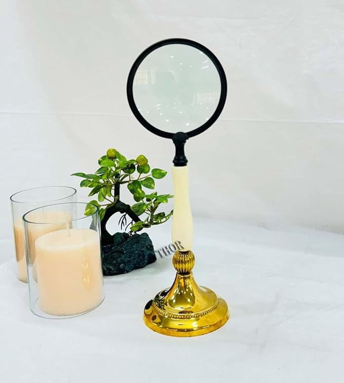 Brass Tabletop Magnifying Glass Home and Office Desktop Decorative Item Best for Gifting