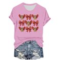 thumbnail image 1 of Hyknon Hauts pour Femmes Été Saint-Valentin Imprimé Manches Courtes Col Rond Haut/chemise Pull Doux Polyvalent pour Sortir, 1 of 4