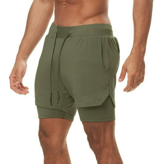 LYMAYTER Men Sweat Shorts 2 in 1 Runing Shorts Casual Breathable Training Apparel with Towel Loop M-5XL