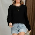 thumbnail image 5 of WCMZJ Women's Casual Long Sleeve Crewneck Crochet Sweater Lightweight Knit Pullover Sweaters Tops Black L, 5 of 7