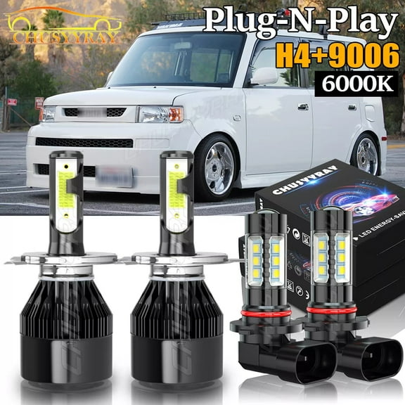 For Scion XB 2004 2005 2006 - LED Headlight High Low Beam Fog Light Bulbs Kit 6000K White Qty 4