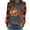 Gray, variant on Women's Pumpkin Printed Round Neck Grid Sleeves Long Sleeved Top Loose Fall Sweater Clearance