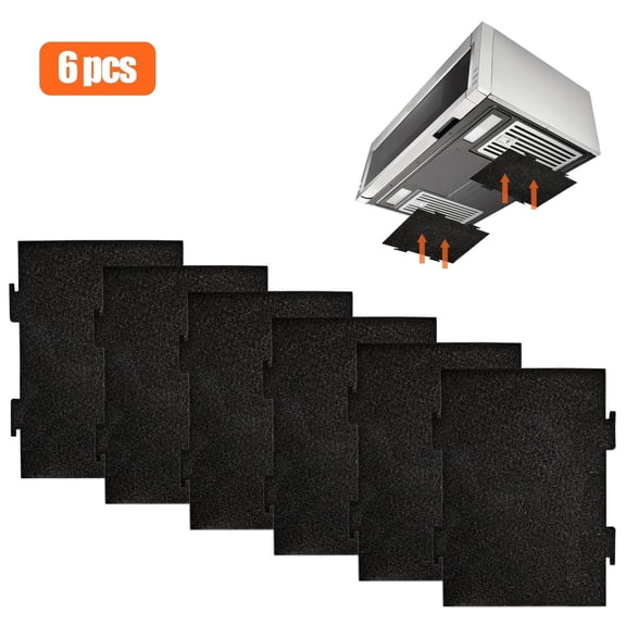 6pcs Activated Charcoal Filters Replacement Compatible with Whirlpool OTR & KitchenAid Models KMLS311HS, WML55011HS, Activated Carbon Microwave Hood Filters