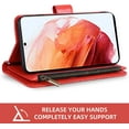 thumbnail image 3 of Compatible with Samsung Galaxy S22 5G Wallet Case and Tempered Glass Screen Protector Flower Leather Flip Credit Card Holder Cell Accessories Phone Cover for Gaxaly S 22 22S G5 Women Men Red, 3 of 15