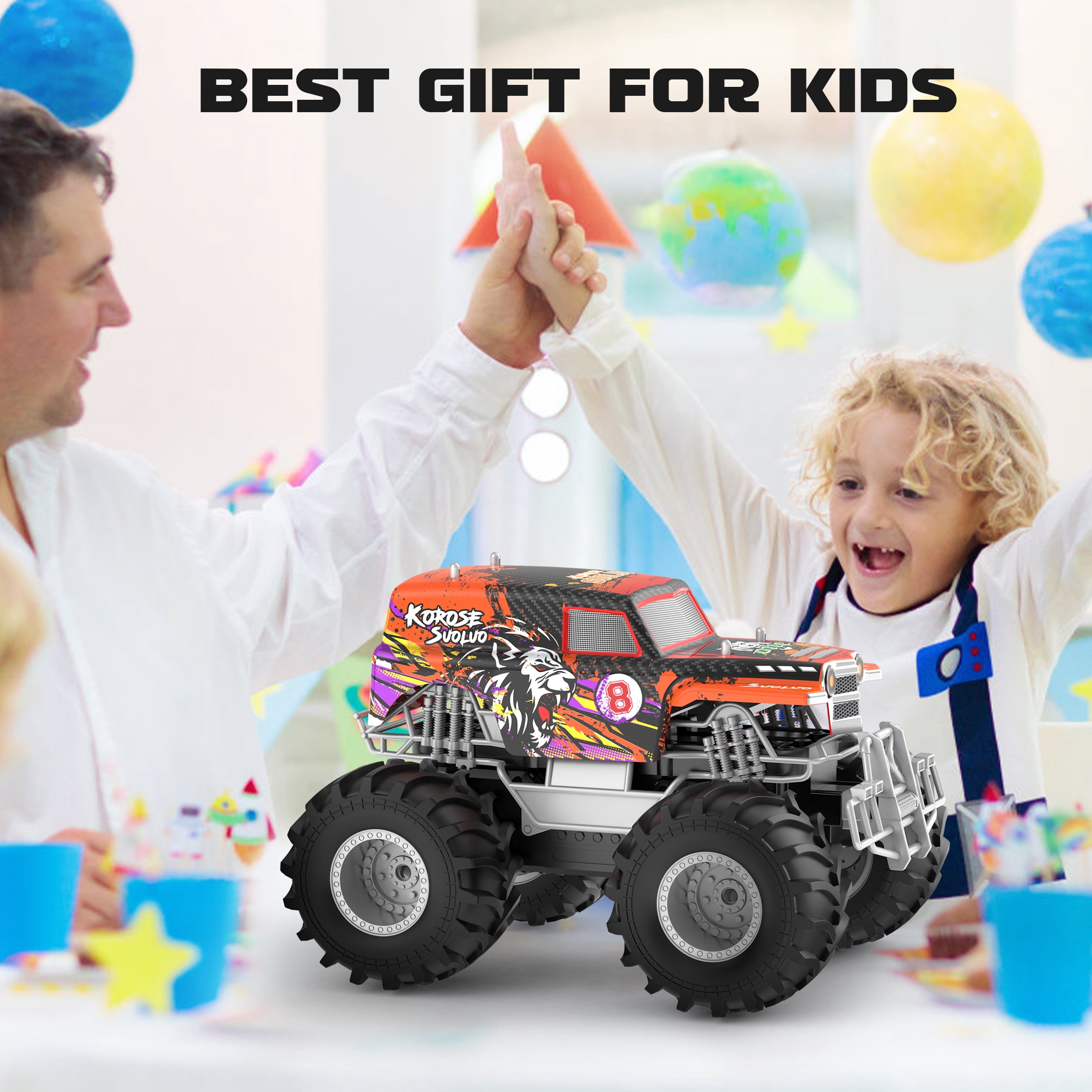 Amphibious Remote Control Car 2.4GHz 1:16 All Terrain Waterproof RC Monster Truck for Kids Pool Toys