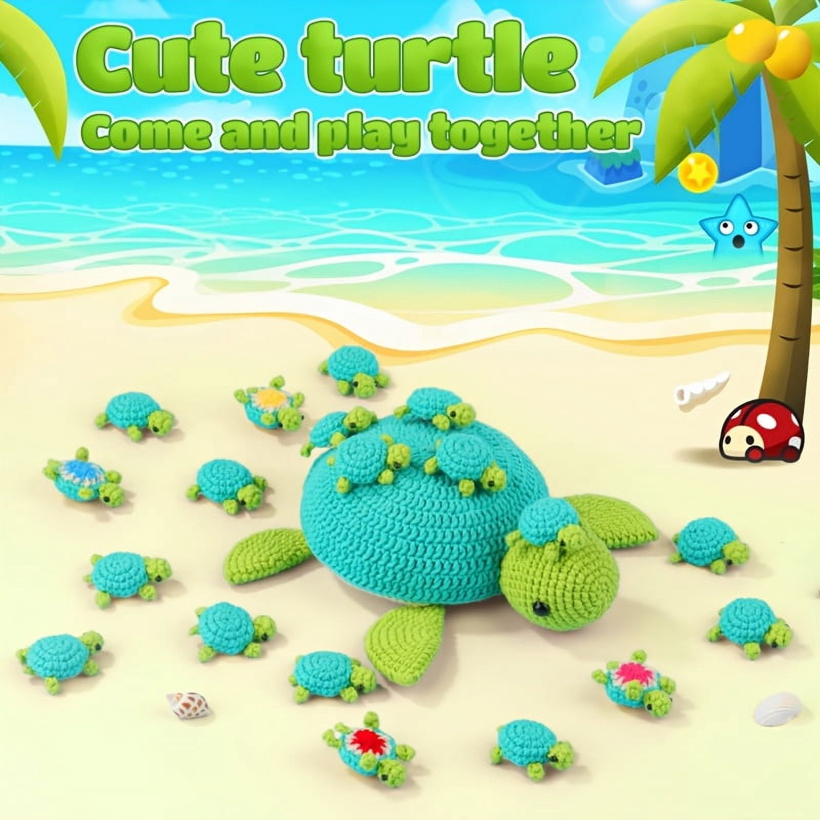 Crochet Kit for Beginners _ Turtle Crocheting Animals Kits with Step-by-Step Video Tutorials - Knitting Supplies for Adults, Crochet Hooks Yarn DIY Craft Art