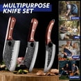 thumbnail image 3 of Butcher Knife Set, Hand Forged Serbian Chef Knives & Meat Cleaver & Viking Knives, Kitchen Knife Set for Home, Outdoor Cooking, Camping BBQ, 3 of 4
